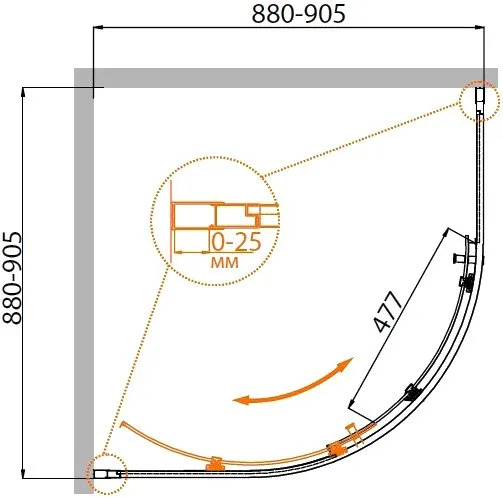 Душевой уголок Cezares Molveno R 1 90 C BORO IV 90х90 см, профиль брашированное золото, стекло прозр Sancos — официальный сайт