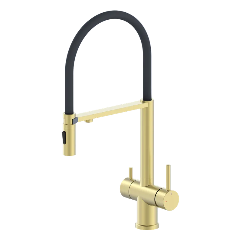 Смеситель для кухни AltroBagno Flusso 050202 OrSp с гибким изливом, матовое золото Sancos — официальный сайт