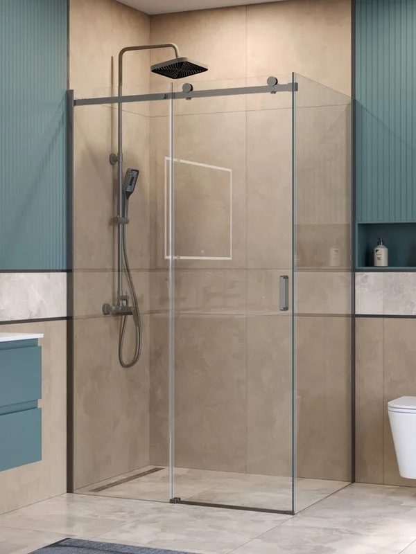 Душевой уголок BelBagno Soft Close-2 AH-1-120/100-C-GM профиль оружейная сталь Sancos — официальный сайт