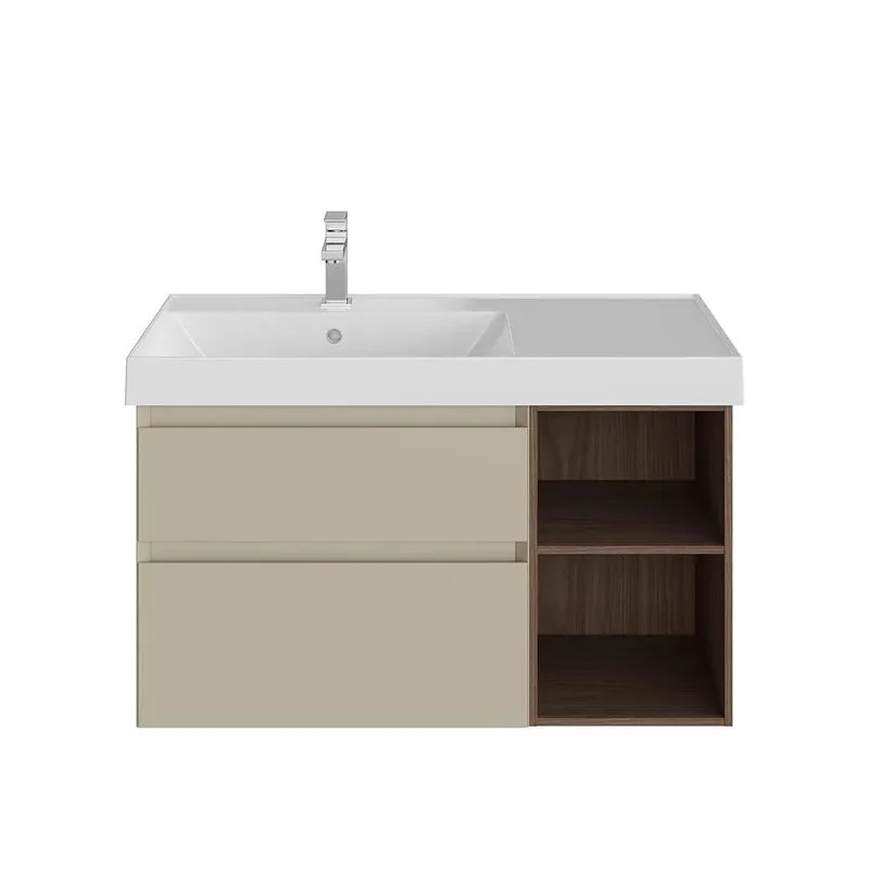Тумба под раковину без столешницы KERAMA MARAZZI Cubo 90, левая подвесная, с ящиками и полкой, лимо  Sancos — официальный сайт