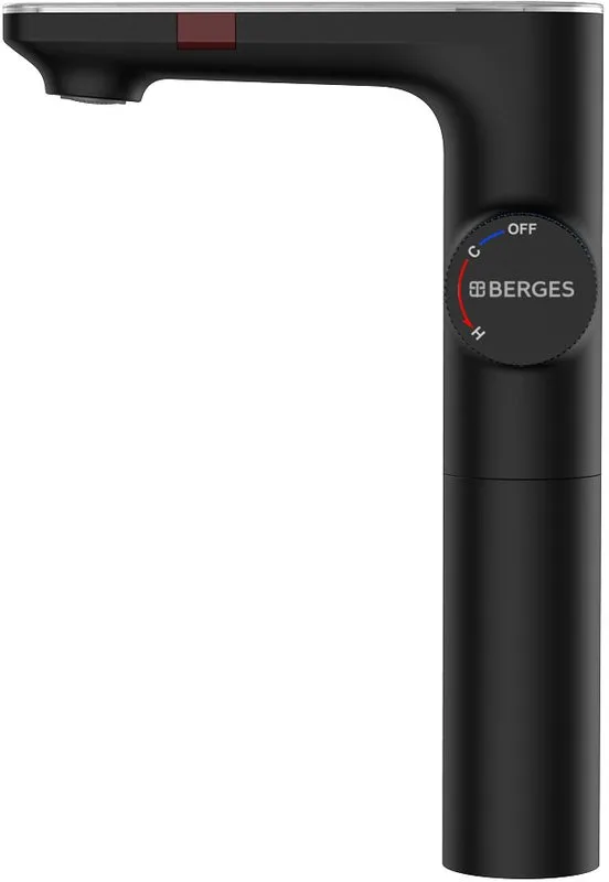 Термостатический смеситель Berges Morans 076004 цифровая индикация температуры воды, черный матовый Sancos — официальный сайт