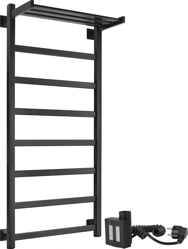 Полотенцесушитель электрический Secado Корсико 1 СП , 100x50 ТЭН квадратный, черный матовый, L Sancos — официальный сайт
