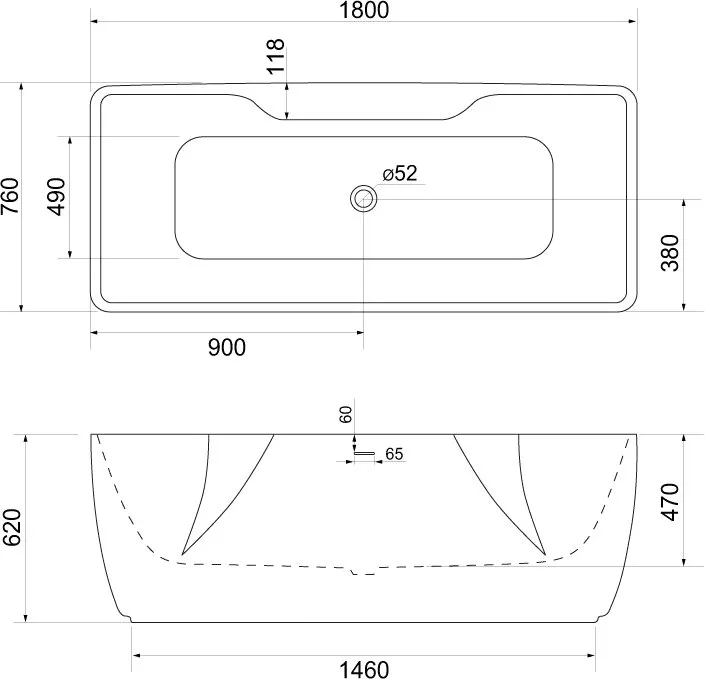 Акриловая ванна BelBagno BB110-180-76 без опоры 180x75 см, отдельностоящая, белая, со сливом-перелив Sancos — официальный сайт