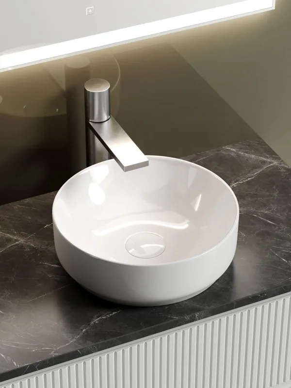 Тумба с раковиной Sancos Snob T 80 см, bianco, столешница черный мрамор, раковина CN6005 Sancos — официальный сайт