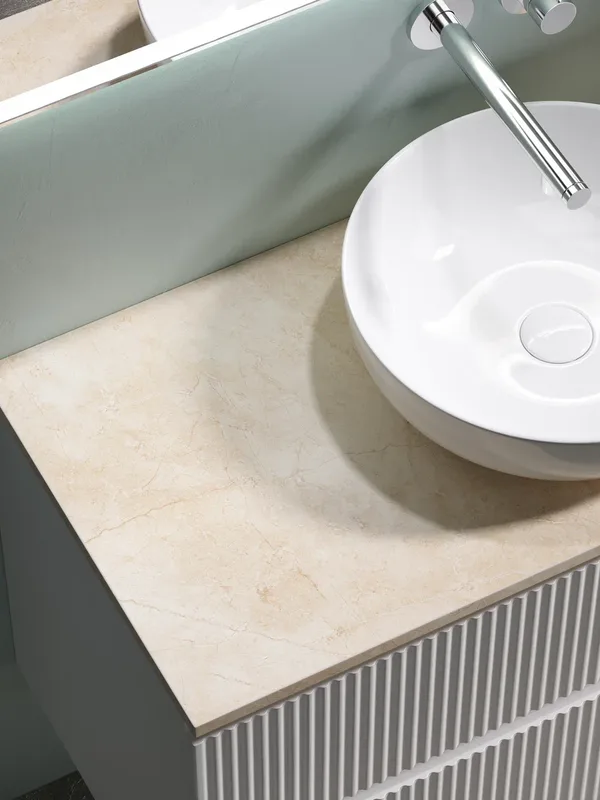 Тумба с раковиной Sancos Snob R 100 см, bianco, столешница бежевая, раковина CN5024 Sancos — официальный сайт