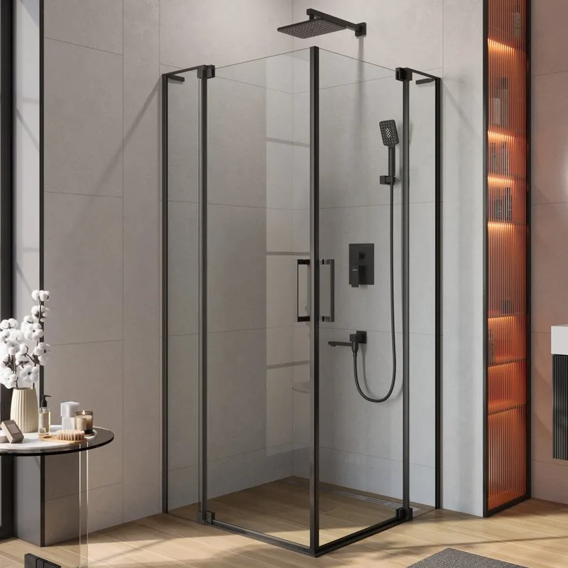Душевой уголок Cezares Slider AH 2 90/100-100/110 C Nero профиль черный, стекло прозрачное Sancos — официальный сайт