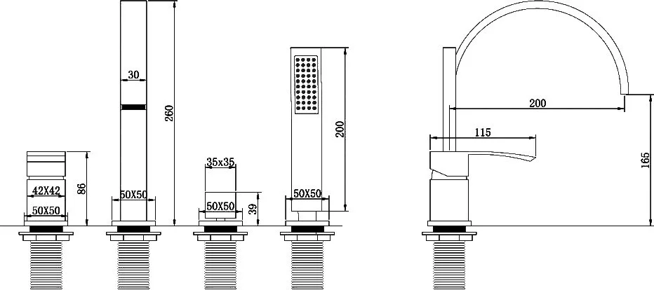 Смеситель на борт ванны Abber Wasserfall AF8613B, черный Sancos — официальный сайт