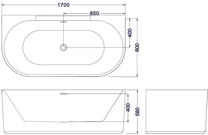 Акриловая ванна Esbano Aruba 170x80 см, пристенная, белая, со сливом-переливом, с донным клапаном Sancos — официальный сайт