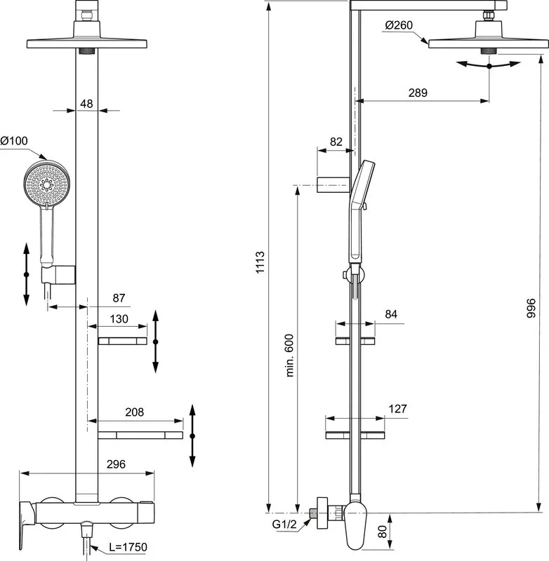 Душевая стойка Ideal Standard Alu+ BD584RO, rose Sancos — официальный сайт