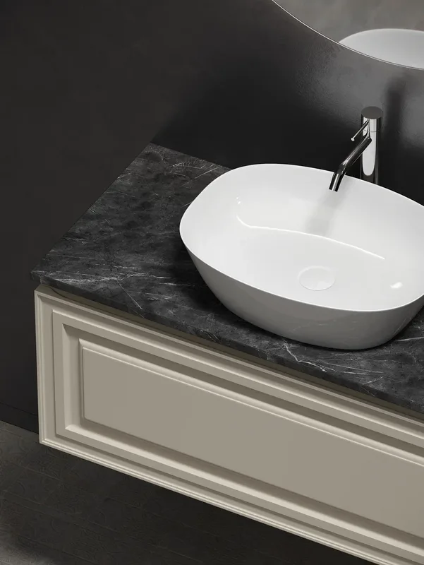 Тумба с раковиной Sancos Very 100 см, beige soft, столешница черный мрамор, раковина CN5005 Sancos — официальный сайт