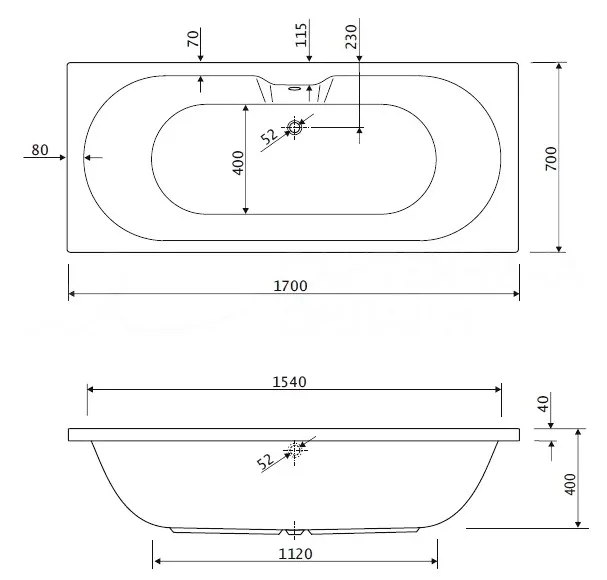 Акриловая ванна Cezares Calisto 170-70-45-W37 без опоры 170x70 см, пристенная, белая Sancos — официальный сайт