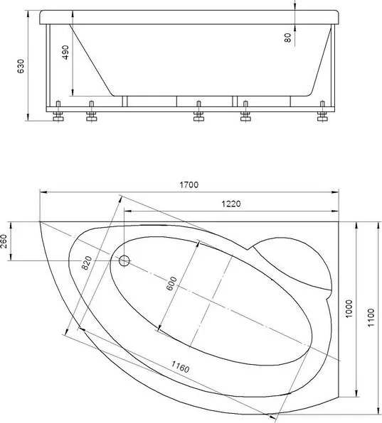 Акриловая ванна AQUATEK Аякс 2 AYK170-0000089 R 170x110 см, угловая, правая, пристенная, белая Sancos — официальный сайт