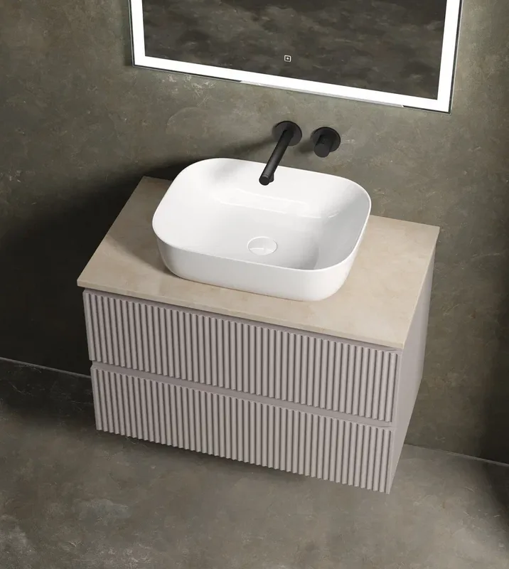 Тумба с раковиной Sancos Snob R 80 см, doha soft, столешница бежевая, раковина CN6008 Sancos — официальный сайт