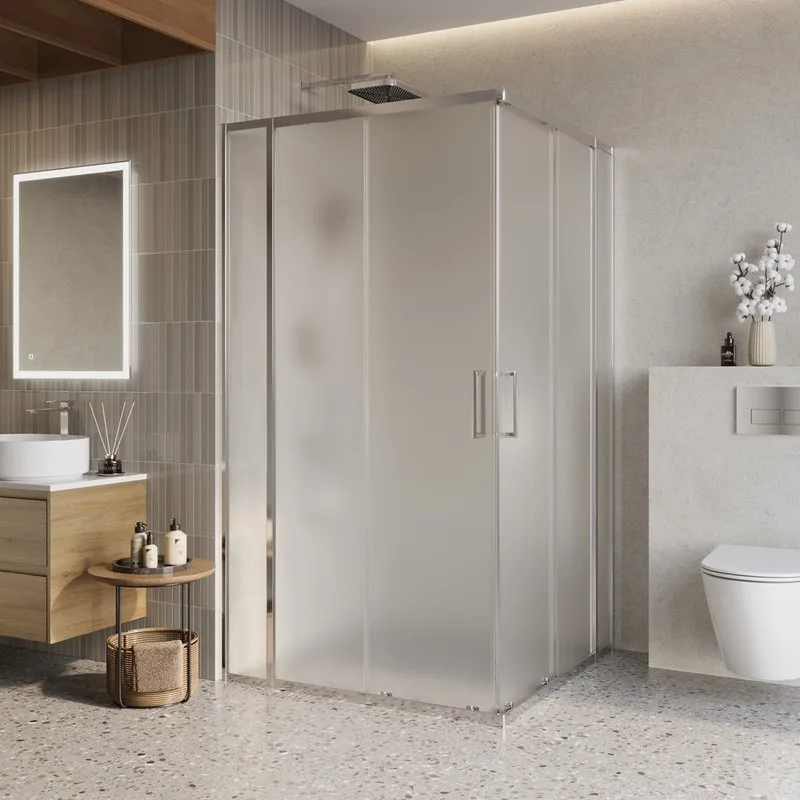 Душевой уголок BelBagno Luce A-22-90+20-P-Cr профиль хром, стекло рифленое Sancos — официальный сайт