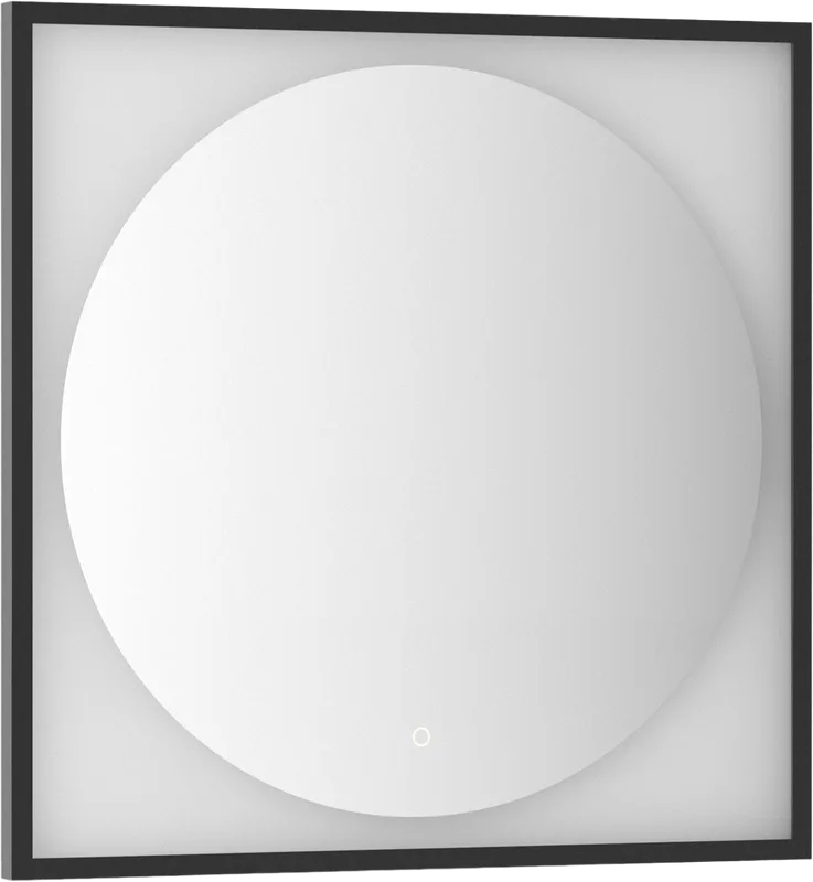 Зеркало Defesto Eclipse DF 2233S 80х80 черная рама, с LED-подсветкой, 3000К, сенсорный выключатель