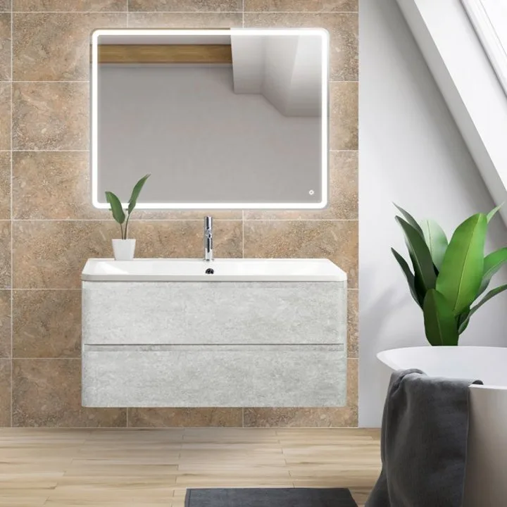 Тумба под раковину без столешницы BelBagno Albano 90 подвесная, cemento verona grigio Sancos — официальный сайт