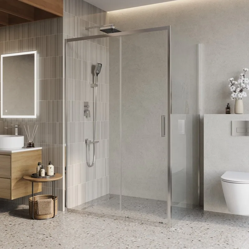 Душевой уголок BelBagno Luce AH-1-130/100-C-Cr профиль хром, стекло прозрачное Sancos — официальный сайт