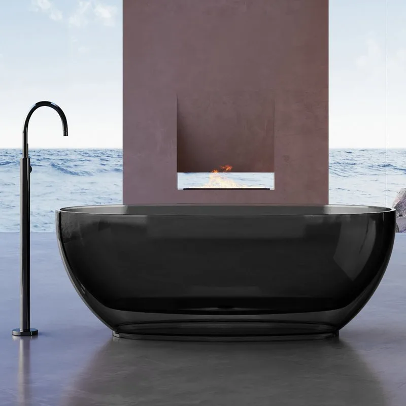 Акриловая ванна Abber Kristall AT9703 Onyx 170x75 см, отдельностоящая, черная, овальная, с донным кл Sancos — официальный сайт