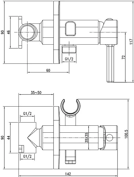 Гигиенический душ IDDIS Spring 004SBS0i08 со смесителем, С ВНУТРЕННЕЙ ЧАСТЬЮ Sancos — официальный сайт