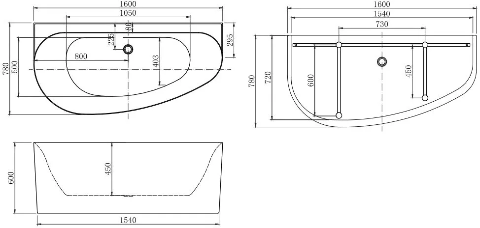 Акриловая ванна Allen Brau Priority 5 R 160x80 см, правая, пристенная, белая матовая, асимметричная, Sancos — официальный сайт