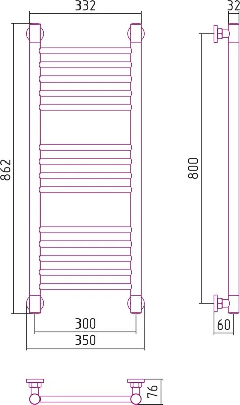 Полотенцесушитель водяной Сунержа Богема + 80x30, прямая Sancos — официальный сайт