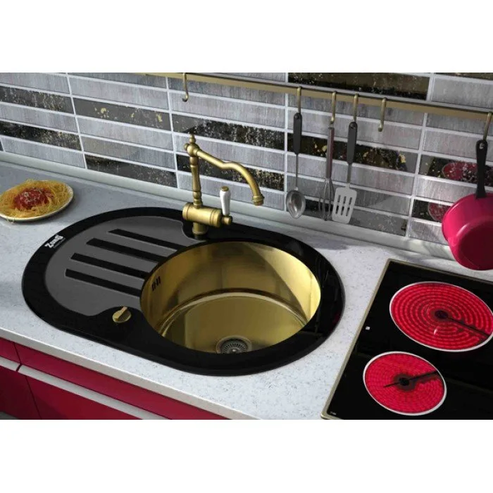 Мойка кухонная Zorg Glass GL-7851-OV-BLACK-BRONZE бронза Sancos — официальный сайт