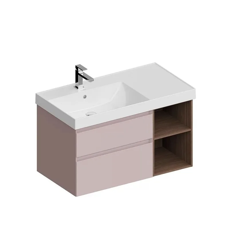 Тумба под раковину без столешницы KERAMA MARAZZI Cubo 90, левая подвесная, с ящиками и полкой, мальв Sancos — официальный сайт