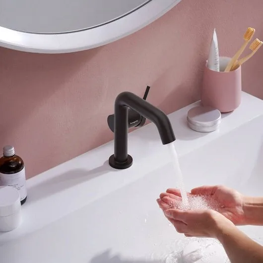 Смеситель для раковины Hansgrohe Tecturis S Fine 110 CoolStart 73320670 матовый черный Sancos — официальный сайт