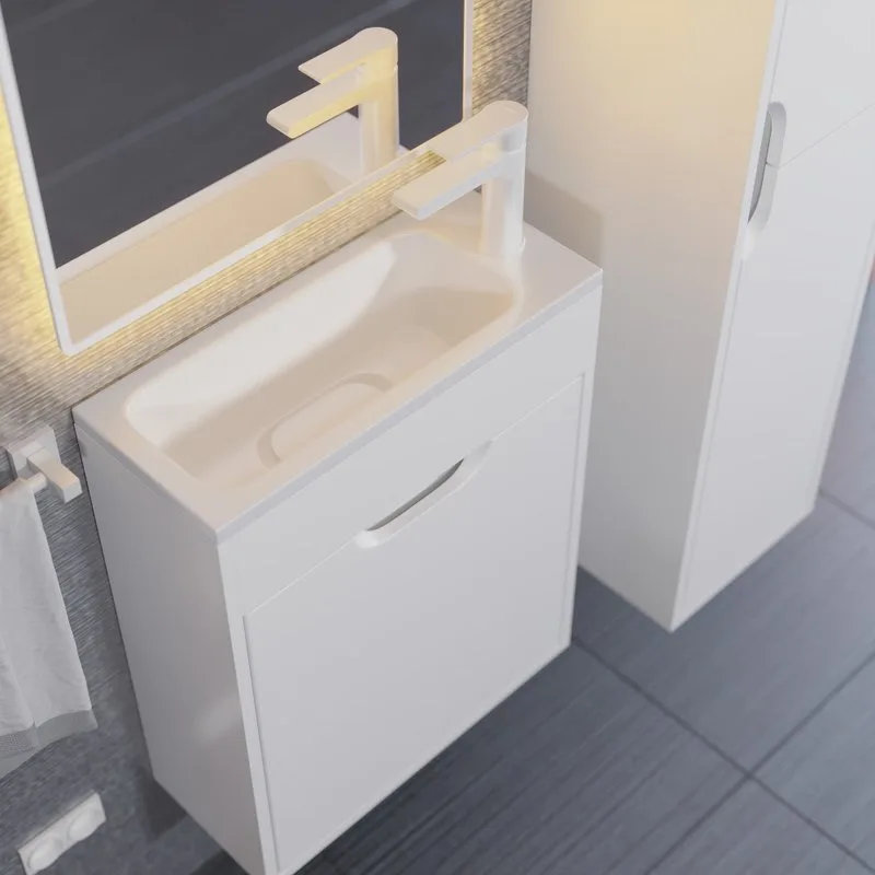 Тумба под раковину без столешницы Uperwood Modul 50 подвесная, 1 дверца, матовая белая Sancos — официальный сайт