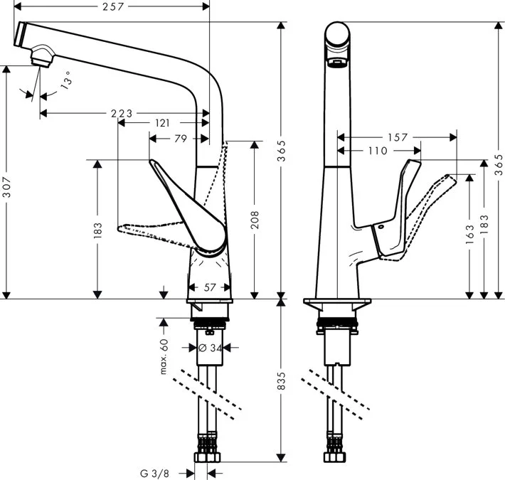 Смеситель для кухни Hansgrohe Metris Select 14883000 Sancos — официальный сайт
