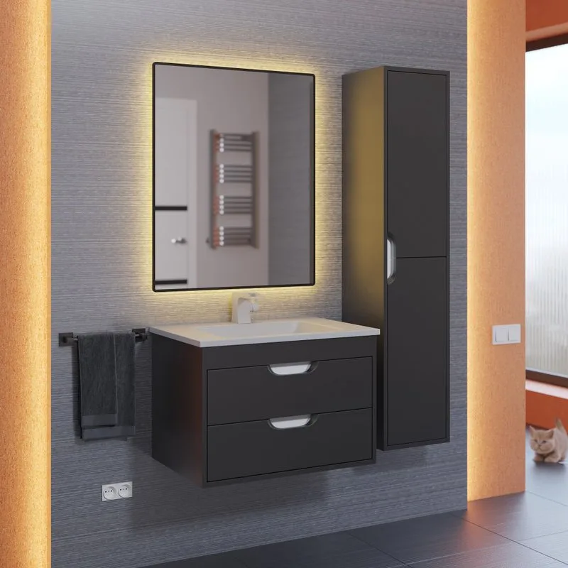 Шкаф-пенал для ванной Uperwood Modul 35 подвесной, матовый черный Sancos — официальный сайт