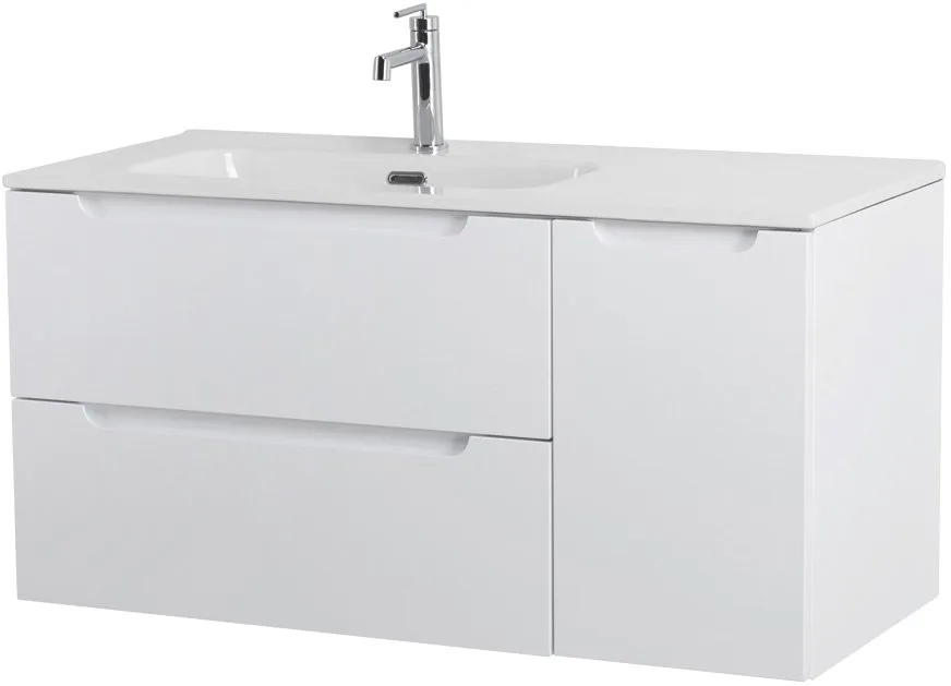 Тумба под раковину без столешницы BelBagno Etna 100 L 2 ящика, дверца, bianco lucido Sancos — официальный сайт