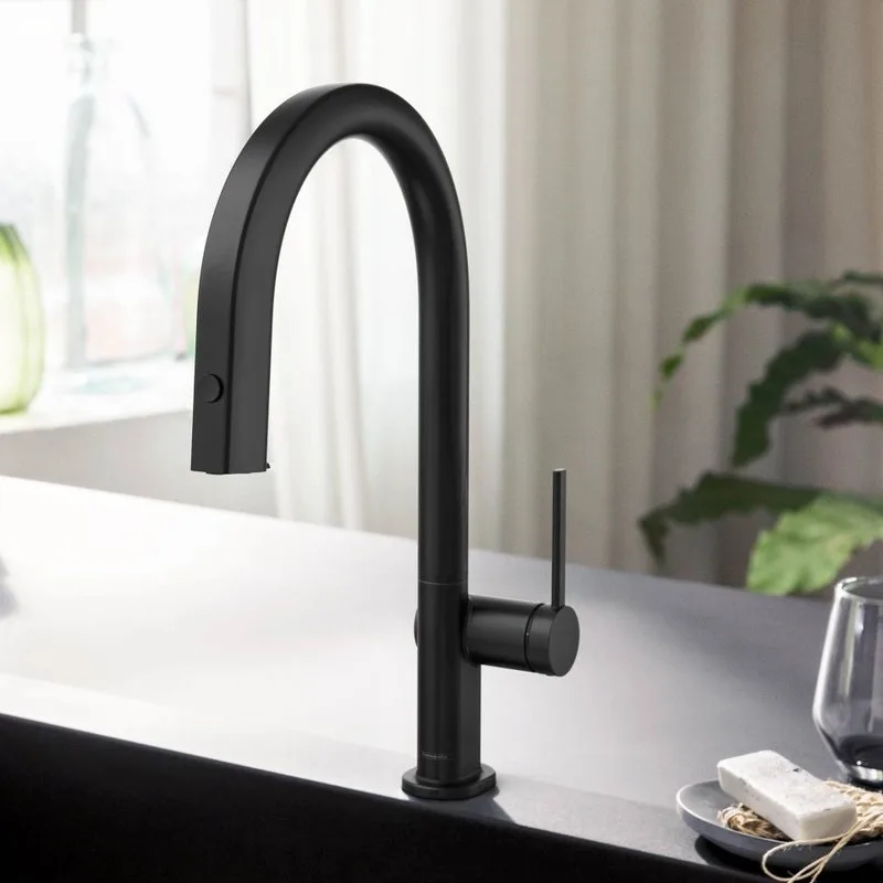 Смеситель для кухни Hansgrohe Aqittura M91 76803670 матовый черный Sancos — официальный сайт