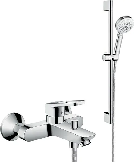 Смеситель для ванны с душем Hansgrohe Logis Loop 71244000, + Душевой гарнитур Hansgrohe Crometta 100 Sancos — официальный сайт
