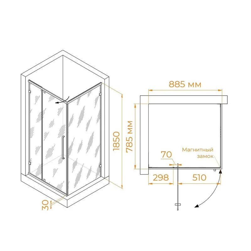 Душевой уголок RGW Classic CL-046-B 90х80x185, профиль матовый черный, стекло прозрачное Sancos — официальный сайт
