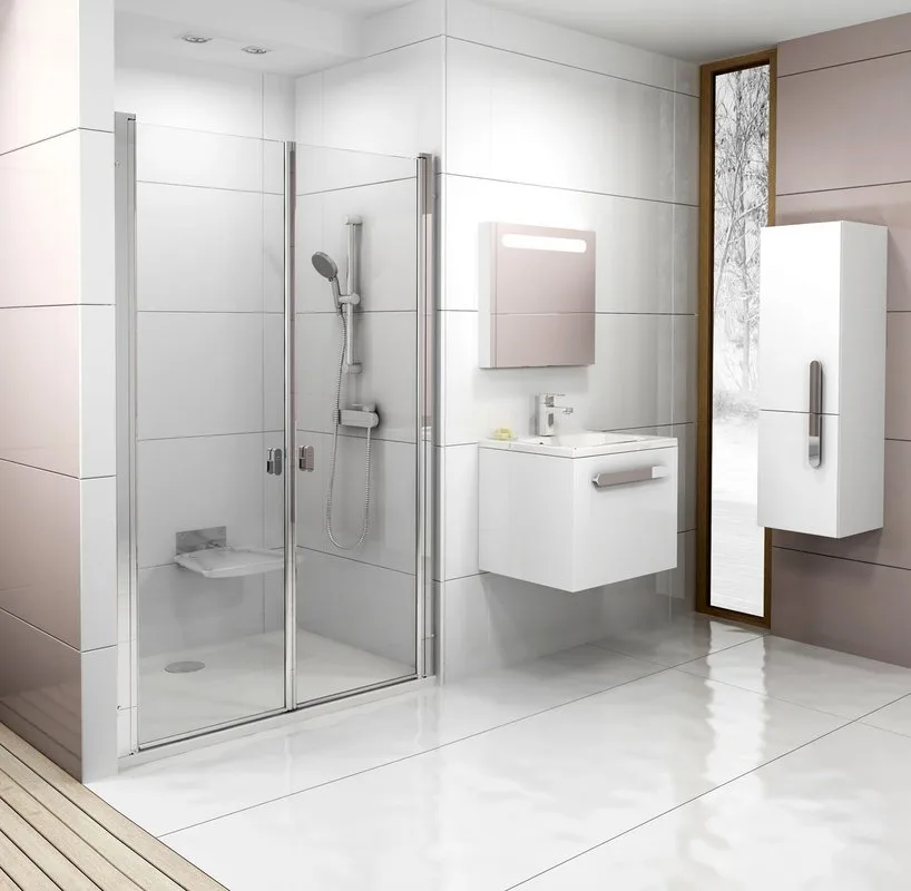 Душевая дверь в нишу Ravak Chrome CSDL2-120 Transparent, профиль блестящий Sancos — официальный сайт