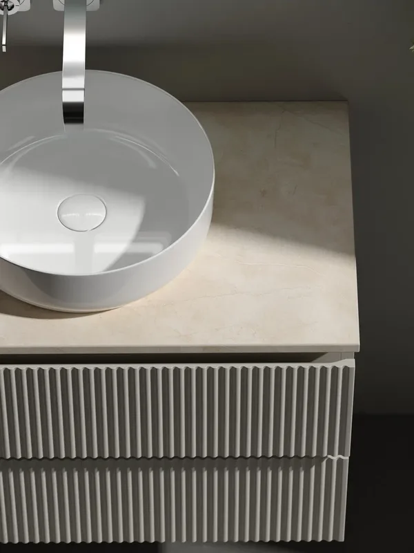 Тумба с раковиной Sancos Snob R 80 см, beige soft, столешница бежевая, раковина CN6022 Sancos — официальный сайт