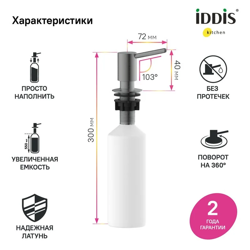 Дозатор для кухонной мойки IDDIS SDIGM00i59 графит Sancos — официальный сайт
