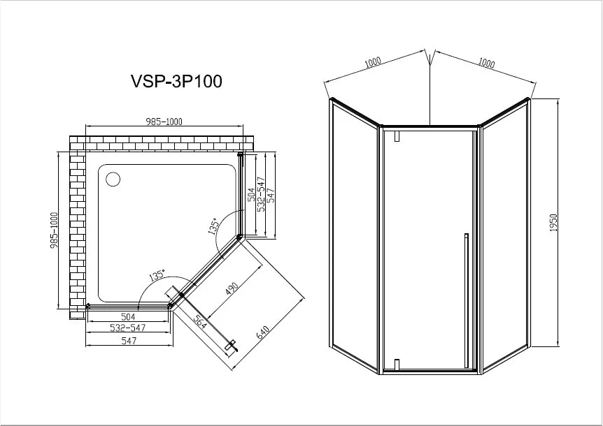 Душевой уголок Vincea Penta VSP-3P100CLGM 100х100, профиль вороненая сталь, стекло прозрачное Sancos — официальный сайт