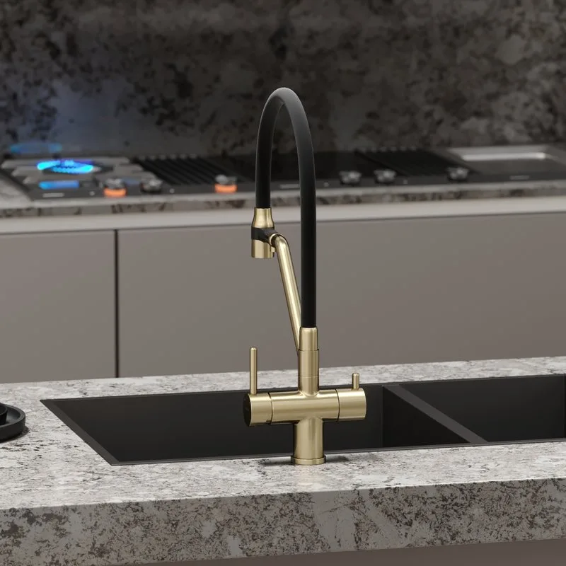 Смеситель для кухни Sancos Dora SC4003BG с гибким изливом, брашированное золото Sancos — официальный сайт