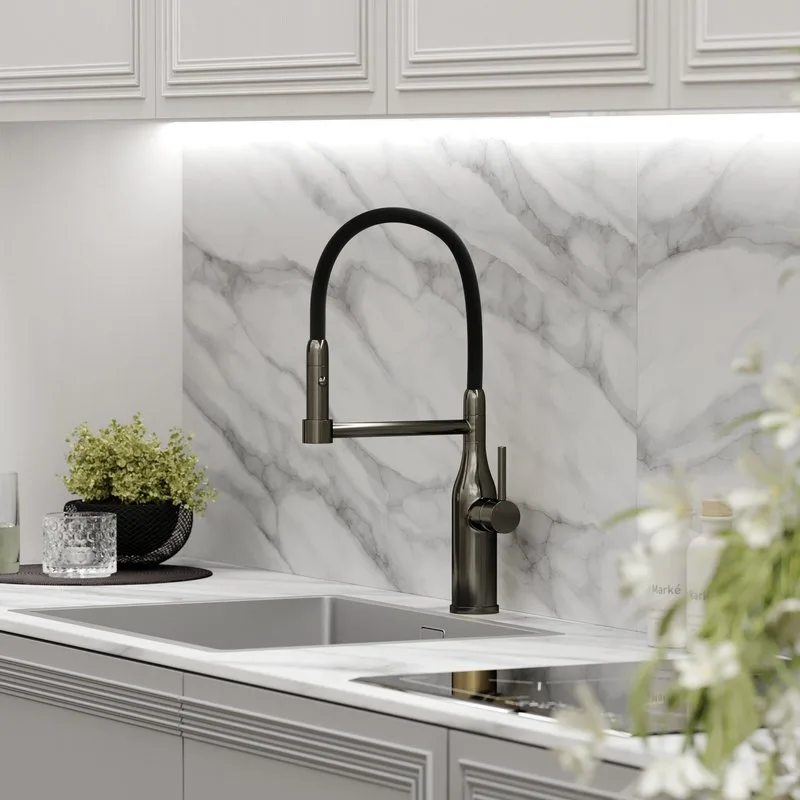 Смеситель для кухни Sancos Pride SC4011GG с гибким изливом, вороненая сталь Sancos — официальный сайт