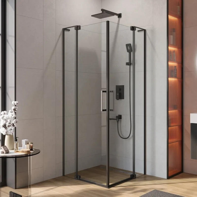 Душевой уголок Cezares Slider A 2 70/80 C Nero профиль черный, стекло прозрачное Sancos — официальный сайт