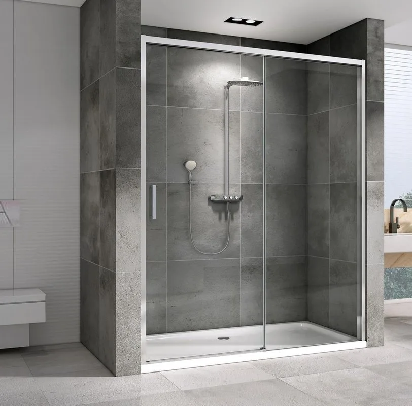 Душевая дверь в нишу Abber Komfort AG93120 120 см, профиль хром, стекло прозрачное Sancos — официальный сайт