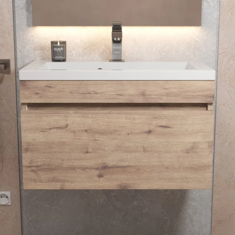 Тумба под раковину без столешницы Uperwood Eva 60 подвесная, 1 ящик, крафт табачный Sancos — официальный сайт