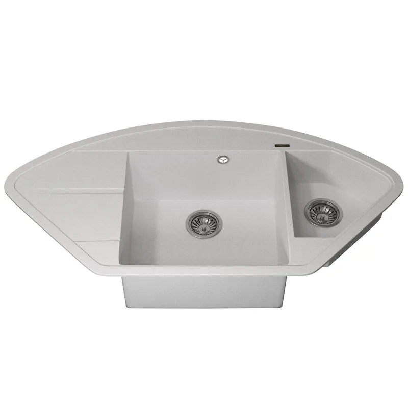 Кухонная мойка кварцевая Uperwood Quartz UPD-06-01, угловая двухсекционная, белая Sancos — официальный сайт
