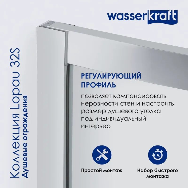 Душевая дверь в нишу Wasserkraft Lopau 32S 05L 120 см, L Sancos — официальный сайт