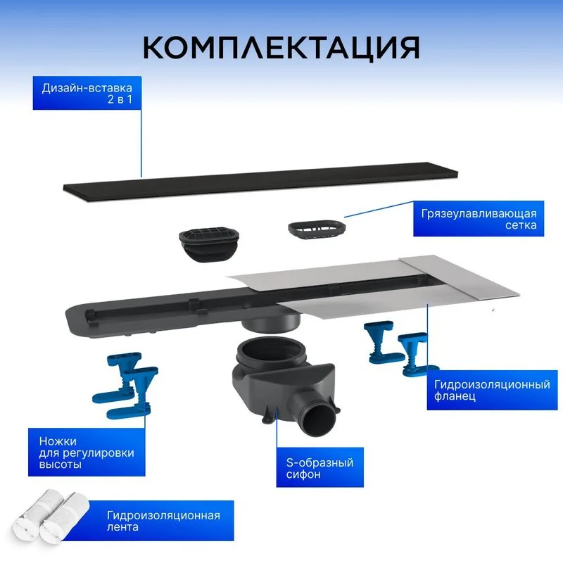 Душевой трап (лоток) BETTOSERB Frameless Line 750 черный матовый Sancos — официальный сайт