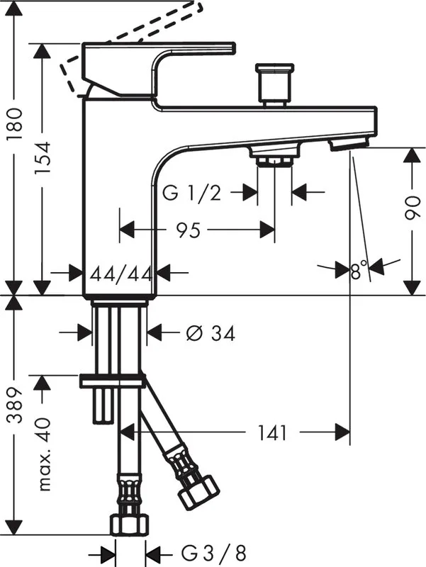 Смеситель на борт ванны Hansgrohe Vernis Shape 71463000, хром Sancos — официальный сайт