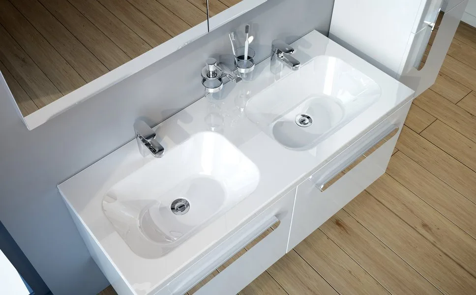 Мебельная раковина Ravak Chrome 120 двойная, со скрытым переливом Sancos — официальный сайт