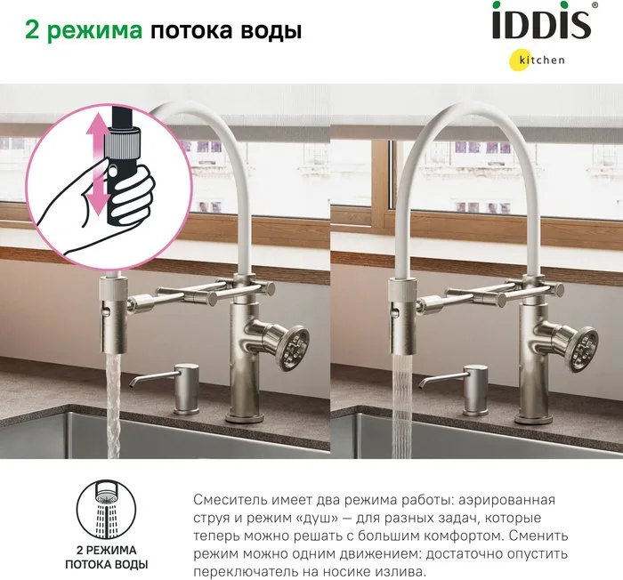 Смеситель для кухни IDDIS Grange GRABNFLi05 сатин, с гибким изливом Sancos — официальный сайт